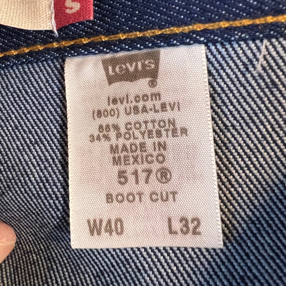 VTG NWT Levis 517 Boot Cut Jeans Mens 40x32 Indigo Deadstock 2000's 00517-2017 - Picture 3 of 12